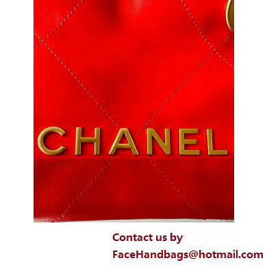 Chanel Shiny Calfskin Patchwork  &  Gold-Tone Metal CHANEL 22 Mini Handbag AS3980 Dark Orange  &  Red